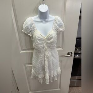 Elegant White Ruched Dress